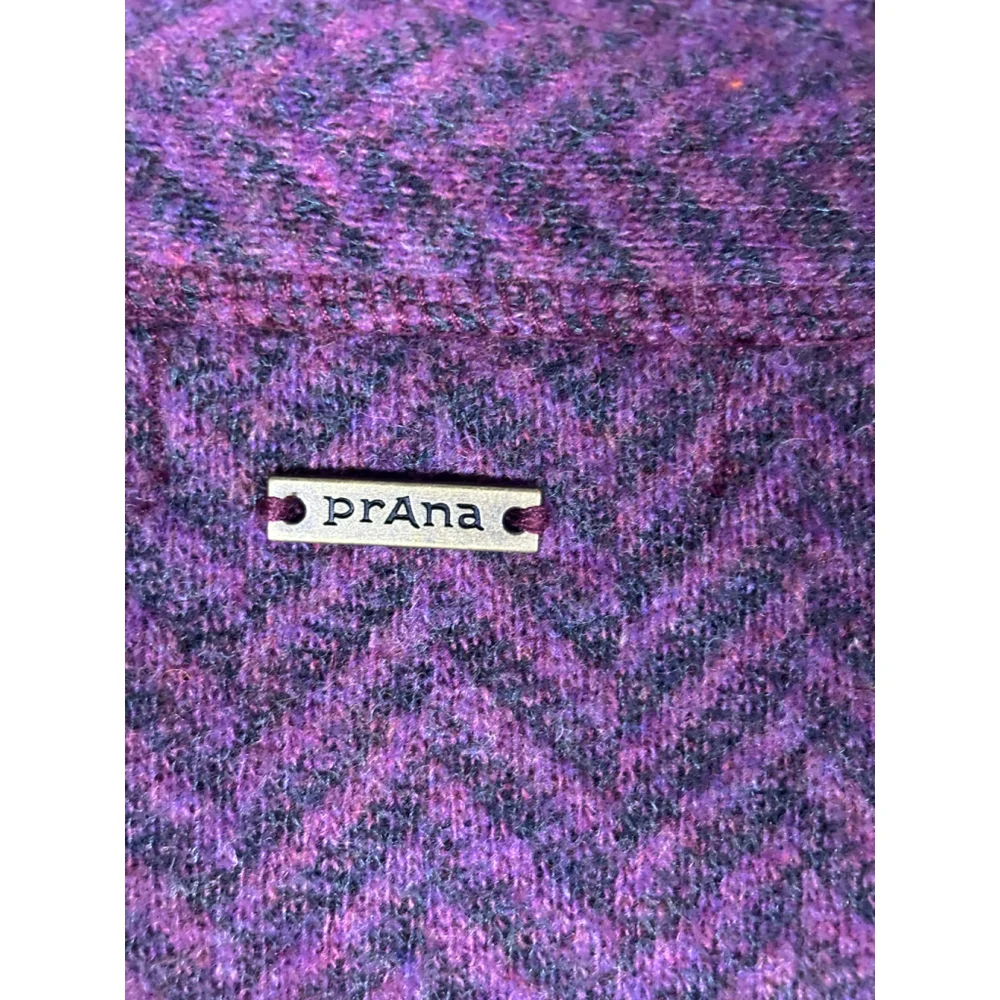 PrAna Mattea Pullover Sweater Knit Wool Blend Chevron Funnel Neck Red Plum W S - Picture 10 of 10